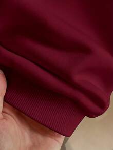 Women'S Casual Zip-Up Hoodie With Stand Collar & Long Sleeves, Loose Fit, Solid Color, Fall/Winter Fashion, Autumn Winter Apparel | Relaxed Fit Hoodie | Construction, Sweater Hoodie, Casual Wear, Casual Attire, Casual StyleLalipp Women's Loose Zip-Up Hoodie With Split Design Fall Cloth For Women - 紅色 - 查看 5