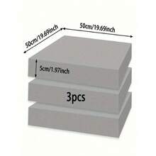 45D High Density Foam Seat Cushion 19.69"X19.69"X1.97" - Provides Firm Support For Dining Chair Seats And Wheelchair Replacements | Premium Foam, Durable Comfort, White, Black, Gray (50*50*5cm) - Black - View 11