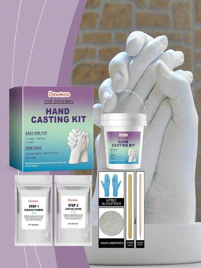 3D-handgjutningssats, klonpulverhandavtryck DIY-souvenirhandgjutningssats, lämplig för alla åldrar. Tonåringar, vuxna, par och vänner kan skapa ovärderliga minnen tillsammans, ett utmärkt presentval. Slumpmässig leverans av nya och gamla versioner