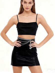 1PC Women's Retro Plus-Size Street Multi-Layer Figure-8 Chain Waist ChainPractical & VersatileMultiple Sizes AvailableSuitable For Daily Clothing Decoration, Weddings, Gatherings, As A Graduation Or Birthday Gift - Silver - View 2