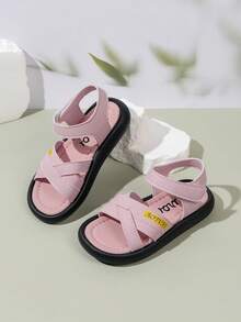 1双2026款休闲百搭魔术贴凉鞋，软底防滑新款儿童凉鞋，适合小学生，露趾设计，耐脏 - 粉色 - 查看 5