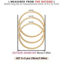 3pcs Beige Bamboo Material DIY Hand Embroidery Hoops, Embroidery Stretcher, Embroidery Frame, Dreamcatcher Wind Chime Hanging Ring Accessories, Can Be Used As Home Decor, Wind Chime Decor, Outdoor Lawn Wedding Hanging Decor, Wall Hanging Decor, Halloween & Christmas Decor, Phone, Key Chain, Bag, Clothing Hanging Decor, Desk, Bedside Decor, Car Interior Hanging Decor, Etc.