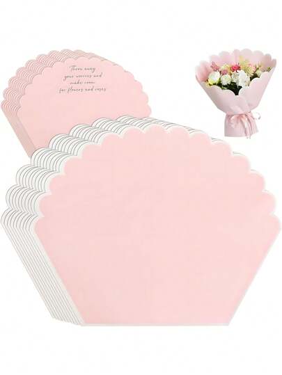 10pcs Floral Wrapping Paper For Valentine's Day, Petal Shaped Bouquet Wrapping Paper, Pink Waterproof Bouquet Wrapping Paper, Suitable For Flower Shop Supplies, DIY Crafts, Gift Packaging, Wedding, Birthday Gifts, Valentine's Day, Special Occasion Bouquets, Bouquet Accessories