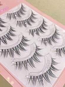 5 Pares de Delineador Preto de Cauda de Peixe Naturalmente Separado, Design Reutilizável Suave e Leve, Efeito Charmoso, Fácil de Usar, Delineador Preto Cômico, Maquiagem Suave Natural Asiática, Ferramenta de Maquiagem de Cosplay de Animação Coreana - Preto - Visão 3