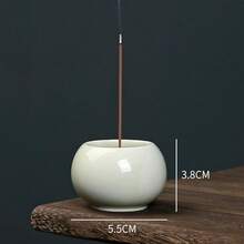 お香立て 陶器製 ミニ仏壇 和風 ヒーリング用品 お手入れ簡単 簡単 瞑想 ヨガ インテリア 装飾 丸型香炉 (ブルー) - ブラック - チェックする 5