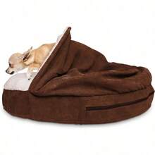 ASFurhaven Cama ortopedica Redonda para Perros medianos y pequeños de 26 Pulgadas con Funda extraible Lavable para Perros de hasta 30 Libras Sherpa y Gamuza Azul 26 Pulgadas - Espumaortopdica - Ver 10