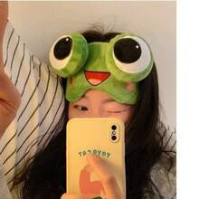 3D Cartoon Sleeping Eye Mask, Breathable, Relieves Eye Fatigue, Suitable For Men And Women - Super Soft Frog Sleeping Eye Mask, Alcohol-Free, Full Of Vitality, Lonely Frog Sad Expression, Breathable Design, Suitable For All Light Beige Types, Travel Nap Essential