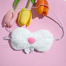 1pc Fluffy Faux Fur Easter Bunny Nose Photo Prop - Soft White Bunny Ears And Pink Nose Tip, Battery-Free, Suitable For Easter Celebrations And Holiday Parties, Bunny Accessories For Halloween & Christmas Occasions: Christmas, New Year, Valentine's Day, Party Events, No Battery Required - View 2