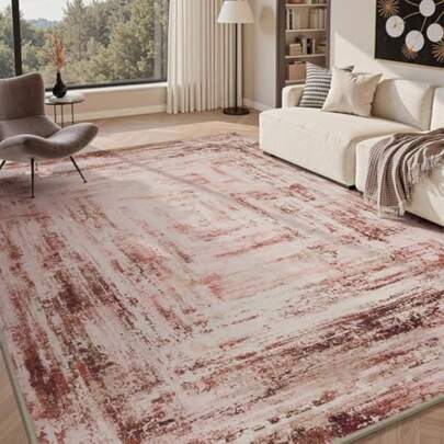 -Area Rug 8X10-Abstract Rugs For Living Room-Soft Bedroom Rug-Machine Washable Rug-Non Slip Modern Carpet-Pink Living Room Rug-Rugs For Bedrooms Dining Room Living Room Decor