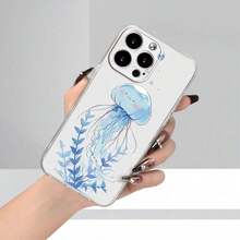 A Fashionable Soft Shell for Phones, Showcasing a Jellyfish Motif, Printed Using UV Technology for Clarity, Providing Full 360-Degree Protection for Multiple for  Models Such As 17, 11, 12, 13, 14, 15, 16 Pro Max, XR, X/XS, And 7. - Transparente - Ver 8