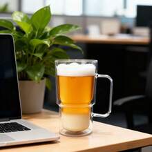 1/2/4pcs - Double Wall Glass Cups, Beer Mugs, Coffee Cups With Handles, Creative Double Layer Wine Glasses, Modern Beer Glasses, Thermal Insulated Hot Drink Glasses, Large Capacity 400ml Transparent Glass Cups, Suitable For Home, Office, Cafe, Bar, Heat-Resistant High Borosilicate Glass
