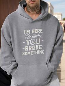 Estoy Aquí Porque Rompiste Algo Sudadera Casual para Hombre - Poliéster Cómodo, Manga Larga con Bolsillos, Lavable aáquina - Perfecta para Salidas de Otoño/Invierno, Estilo Casual, Ajuste Holgado, Ocasiones de Salida Casual, Otoño/Invierno - Negro - Ver 3