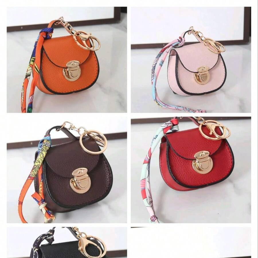 New Mini Saddle Bag Printed Scarf Coin Purse Keychain Multi-Color Versatile Pendant Multi-Functional Small Bag Easy To Carry - màu đen - Xem 1