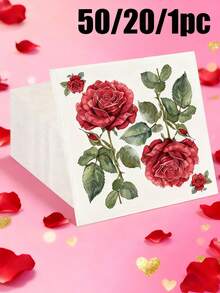 20/50/1 Piece 5*5 Inch Rose Print Disposable Napkins, Suitable For Valentine's Day Decoration, Celebration Events, Family Gatherings, Hotel And Restaurant Decoration - Multicolor - View 11