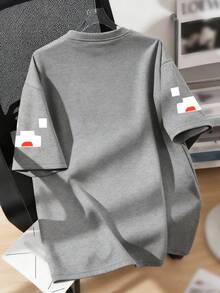 1件男童酷炫游戏印花短袖T恤，柔软亲肤，夏季时尚服装