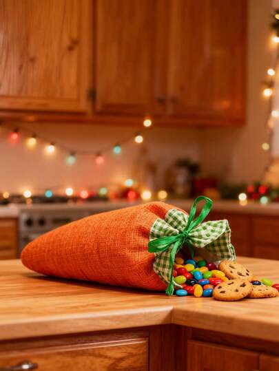 6pcs/Set Easter Carrot Storage Bag Bundle Pocket, Candy And Gift Bag, Used For Holiday Gifts, Gift Packaging Storage, Toy Storage And Organization, Perfect For Valentine's Day Mother's Day Easter Gifts, Snacks And Decorations, Ideal For Small Surprises