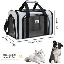 ASBolsa de Transporte para Mascotas Transportador Portatil y Plegable para Carros y Cachorros con Tirantes de Hombro y Colchon Suave Mochila Transpirable para Viajes Campamentos y Automoviles - MorandiBlue - Ver 2