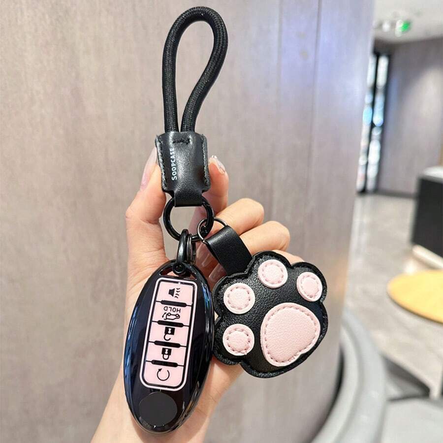 For Nissan Key Fob Cover 5Buttons TPU Protection Car Key Case Shell With Fashion  Keychain Compatible With Nissan Altima Maxima Murano Rogue Sentra 370z Pathfinder White - Hồng - Xem 1