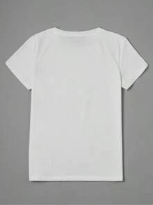 Camiseta con Estampado de Piel Marrón Vibrante - Tejido de Poliéster Suave, Largo Regular, Cuello Redondo para Todas las Temporadas para Mujer - Perfecta para Uso Diario Casual - Blanco - Ver 3