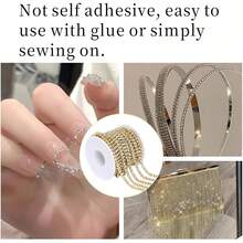EstiloCadena De Diamantes De ImitacióN, Cadena De Cristales Con Diamantes De ImitacióN Para Manualidades Adorno De Cristal De Diamante Para Costura Manualidades DecoracióN JoyeríAVersióN Mejorada - Dorado - Ver 4