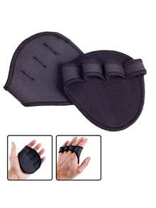 1 双男女通用防滑举重交叉训练手套，适用于健身房；男女通用举重哑铃握把垫 - 黑色 - 查看 2