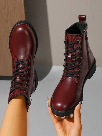 Women's Thick Sole Short Boots, British Style Chunky Heel Soft Bottom Ankle Boots, Versatile & Slimming