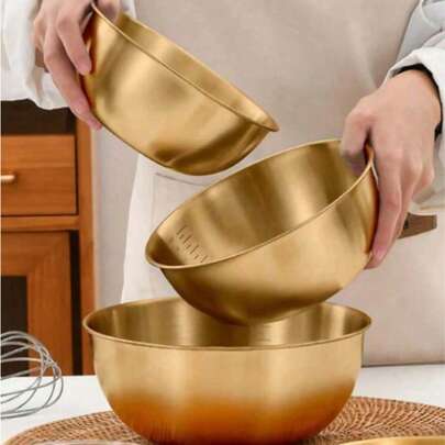 Juego de 3 piezas/1 pieza: Tazón de acero inoxidable para mezclar ensaladas con escala, tazón para hornear y batir huevos, tazón para lavar vegetales, útiles escolares