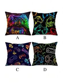 1 Stück/4 Stück Kissenbezug mit Videospiel-Controller Motiv, Traum der Männer, geeignet für Auto, Heimdekoration, Schlafzimmer, Wohnzimmer Sofakissen, Dekoratives Kissen (Kissenfüllung nicht enthalten)