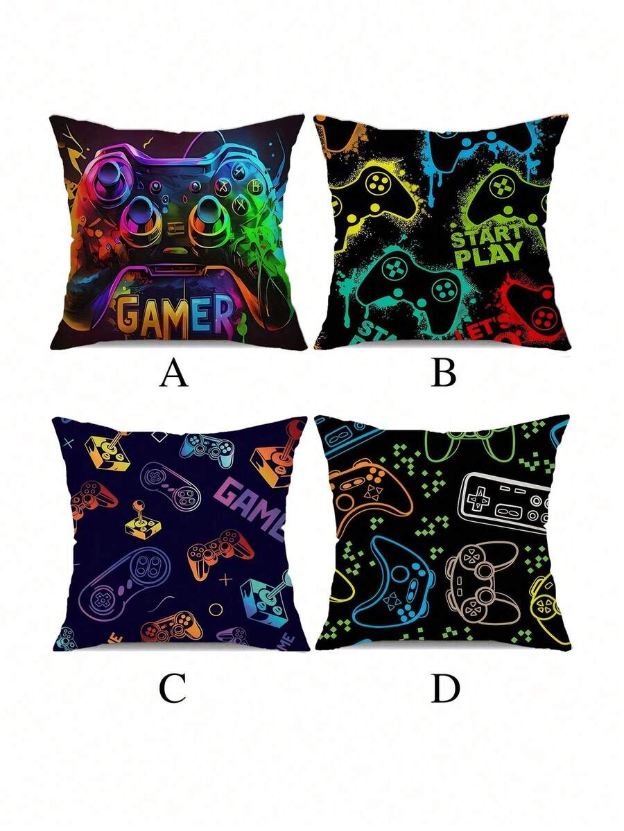 1 Stück/4 Stück Kissenbezug mit Videospiel-Controller Motiv, Traum der Männer, geeignet für Auto, Heimdekoration, Schlafzimmer, Wohnzimmer Sofakissen, Dekoratives Kissen (Kissenfüllung nicht enthalten)