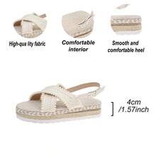 Giày sandal đế dày thời trang nữ kiểu mới, giày thường ngày thoải mái - Màu be - Xem 6