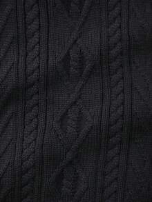 Baby Boy Collegiate Style Plain Color Cable Knit Sweater Vest, Spring/Summer - Black - View 4