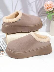 女士冬季新款半包式厚底雪地靴/凉鞋 - 卡其色 - 查看 2