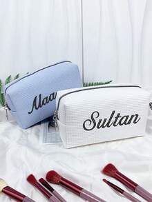 1 Stück personalisierte bestickte Namenstaschen, Monogramm-Tasche, Kosmetiktasche, Make-up-Tasche, Hautpflege-Tasche, Kulturbeutel, Aufbewahrungstasche, Reiseessentiell, Kreuzfahrt-Essentiell, Wohnheim-Essentiell, Brautjungferngeschenk, Muttertagsgeschenk, Geburtstagsgeschenk, Heimdekoration, Badezimmer, Wohnzimmer, Nachttisch-Organizer, Kosmetiktasche, Reise, Make-up-Tasche, Tasche, Make-up-Tasche, Reiseessentiell - Verschiedenfarbig - Übersicht 10