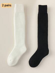 1双女士羊毛小腿袜，秋冬厚款保暖袜，2025年新款毛绒小腿袜 - 彩色 - 查看 19