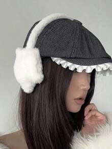1pc Women's Fashionable Cute Korean Style Star Shaped Ear Muffs, Versatile Earmuffs For Cycling, Suitable For Cold Weather, Autumn/Winter White Ear Muffs - 白色 - 查看 2