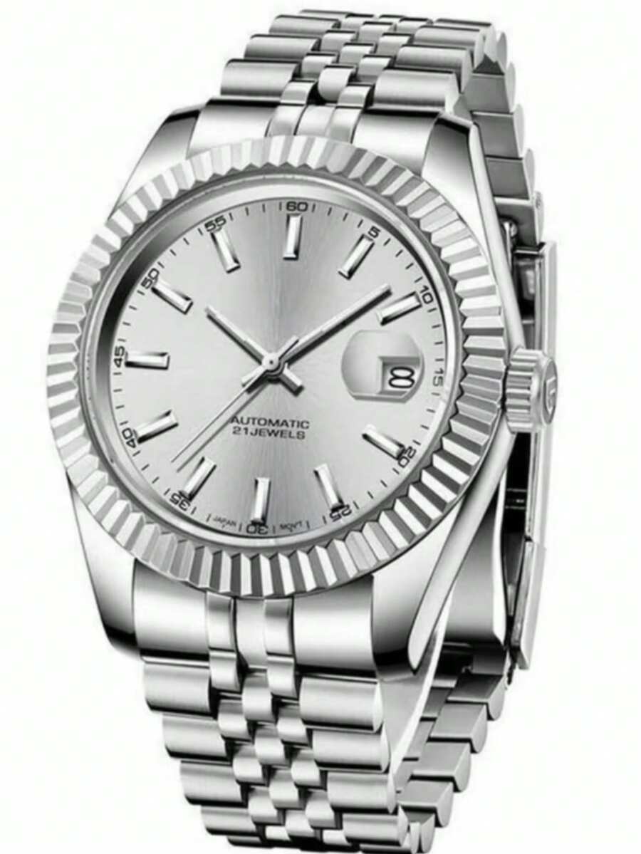 Men's Metal Watch NH35A Analog Gold Black Stainless Steel Luxury Dress Watch - 銀 - 查看 1