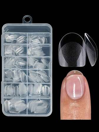 120pcs Gel Nail Tips Short Round Oval Shape, Clear Soft Gel Nail Tips Pre-Shaped Full Cover False Nails Gelly Tips For Gel Nail Polish Soak Off Easy Nail Extensions Acrylic Press On Nails Diy Nails
