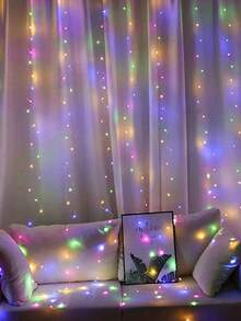 1pc 100/200/300 LED 3*1m/3*2m/3*3m Solar Powered Curtain Lights, Outdoor Lights, Fairy Lights, 8 Lighting Modes Suitable For Wedding, Proposal, Party, Outdoor, Garden, Patio, Wall Decor, Holiday, Christmas Party, Fence [Solar Powered] - Curtain Lights - View 4