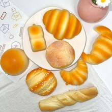 1pc Slow Rebound Soft Squishy Stress Relief Toy, Realistic Bread Design Creative Toy - Multicolor - View 2