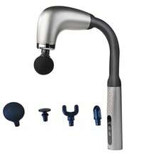 长柄按摩器，适用于背部、颈部、足部、腿部和肩部的深层组织按摩，速度可调，配有4个可互换的按摩头。 - 黑色 - 查看 4