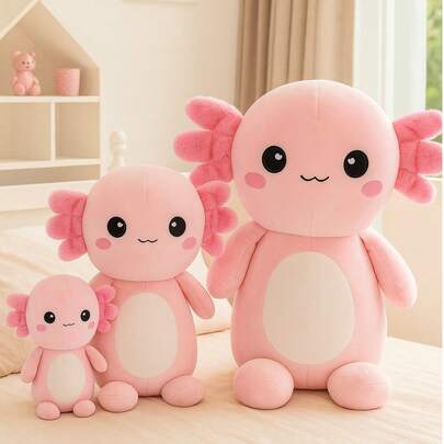 Peluche ajolote kawaii 25–50 cm  | Suave, abrazable y decorativo para habitación infantil o juvenil. Fauna mexicana.