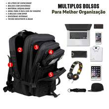 50L Reinforced Waterproof Men's Backpack For Camping, Travel, Mountaineering, Hiking And Outdoor Adventures - màu đen - Xem 4