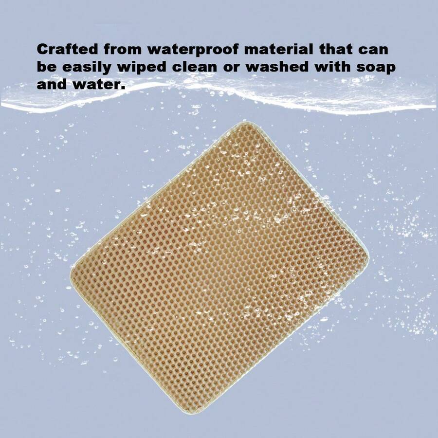 米色双层蜂窝设计猫砂垫，防滑，可水洗，适用于卧室、客厅、宠物用品，保持家居清洁 - 多尺寸 - 查看 1