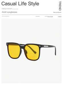 1 PC Men's Classic Iconic Square Frame Fashion Glasses, Lightweight Lenses For Party