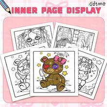 GDTME Gothic Dark Girl Adult Coloring Book: Gothic Dolls, Puppets, Bold & Unique Designs, 24 Pages Of Cute Yet Eerie Illustrations, Perfect For Coloring In A Quiet Environment, Relaxing & Comfortable, Suitable As Birthday Gift, New Year Gift, Gift For Women, Back To School Supplies, 7.9x7.9 Inches. - Multicolor - View 6