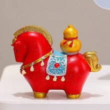 1pc New Chinese National Treasure Red Horse Home Decor, High-End Niche Office Desk Ornament, Handcrafted, Original Design Auspicious "Horse Arrives" Mascot, Wealth Decoration, Housewarming Gift, Flaming Red Horse Sculpture Desk Decor, Creative Gift For Leaders, Colleagues And Friends, Zodiac Year Lucky Ornament, Study Room Decoration, Exquisite Resin Craftsmanship, Meaning Success And Career Prosperity - Multicolor - View 9