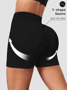 Sport Wideband Waist Solid Sports Shorts Workout Black Shorts Legging Shorts Stretchy ShortsWomen Sweat Short, Gym Short, Biker
