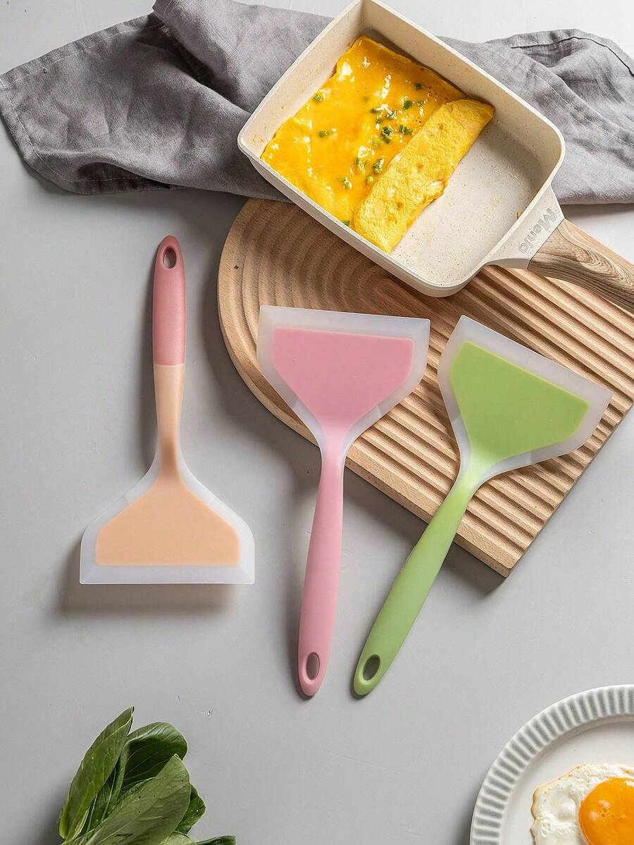 1 pieza Espátula de silicona - Resistente al calor, espátula antiadherente para utensilios de cocina, espátula para hacer panqueques, espátula de sartén de estilo japonés semi-transparente - Multicolor - Ver 1