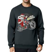 Sudadera divertida con estampado de Pap Noel para hombre, playera de manga larga con estampado navideo, casual, festividades, a - Motocicleta gris oscuro Old Man + XL - Ver 2