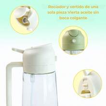Dispensador Y Pulverizador De Aceite De Cocina Botella De Vidrio 2 En 1 De 470 Ml Para Cocinar - Beis - Ver 9